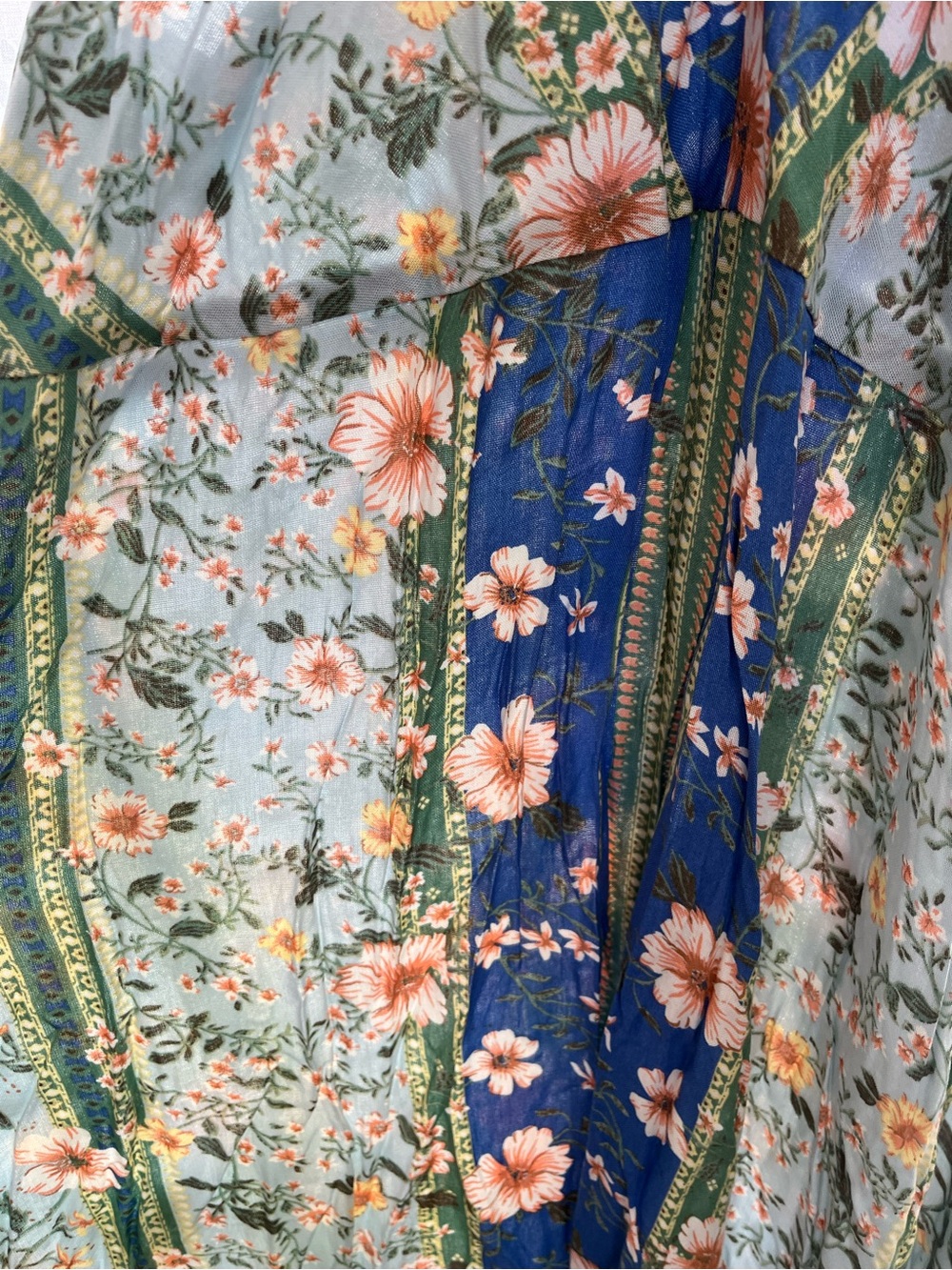 O'Neill Blue and Green Floral Maxi Dress with Spaghetti Straps - Picture 2 of 3